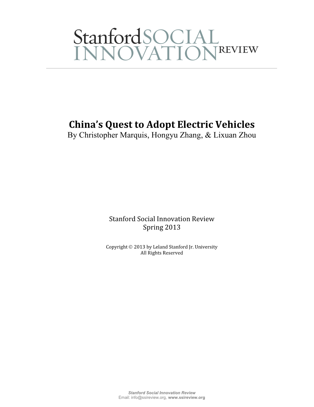 China's Quest to Adopt Electric Vehicles