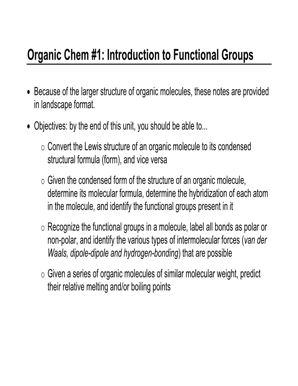 Organic Chem #1: Introduction to Functional Groups