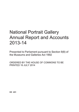National Portrait Gallery Annual Report and Accounts 2013-14