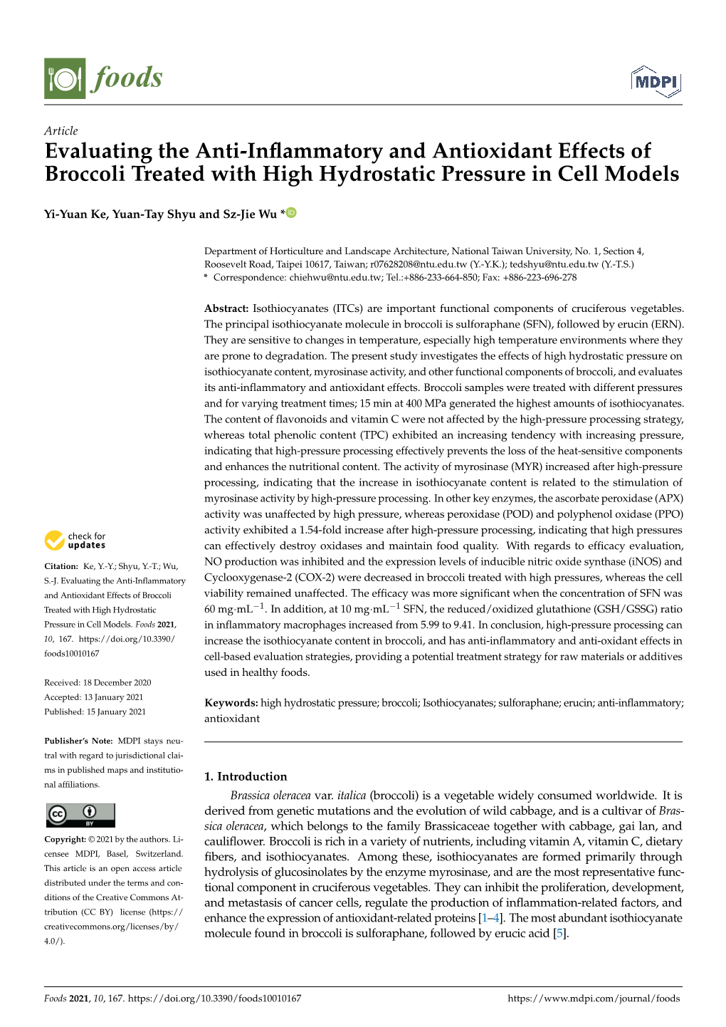 Evaluating the Anti-Inflammatory and Antioxidant Effects of Broccoli