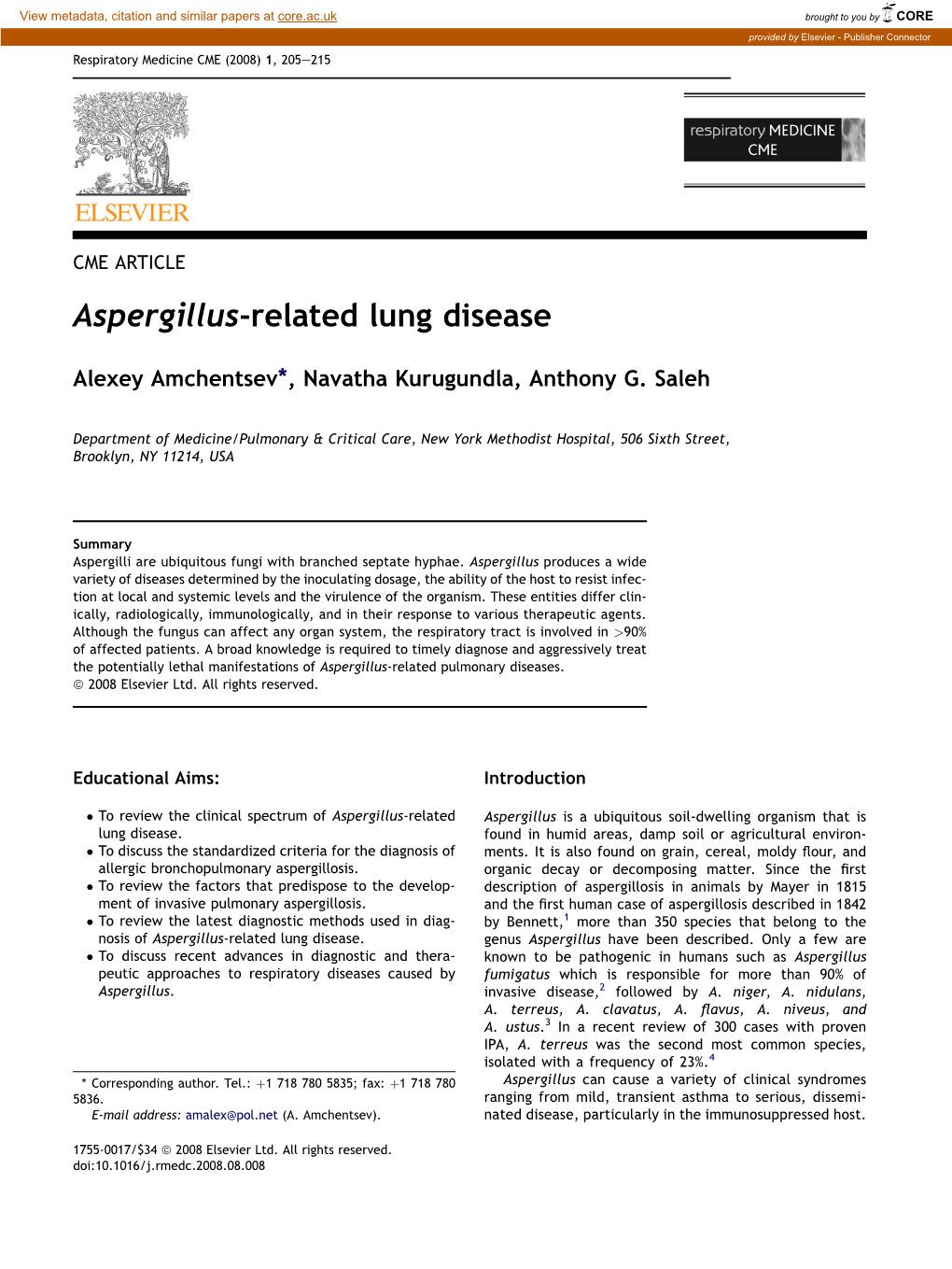 Aspergillus-Related Lung Disease