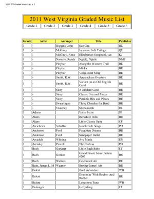 WV Graded Music List 2011