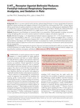 5-HT Receptor Agonist Befiradol Reduces Fentanyl-Induced