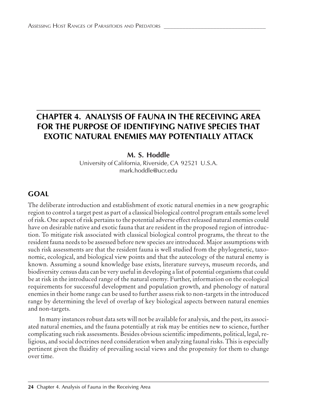 Chapter 4. Analysis of Fauna in the Receiving Area for the Purpose of Identifying Native Species That Exotic Natural Enemies May Potentially Attack