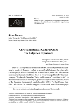 Christianisation As Cultural Guilt: the Bulgarian Experience