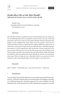 Death After Life Or Life After Death? Differing Early Christian Views on Death and the Afterlife