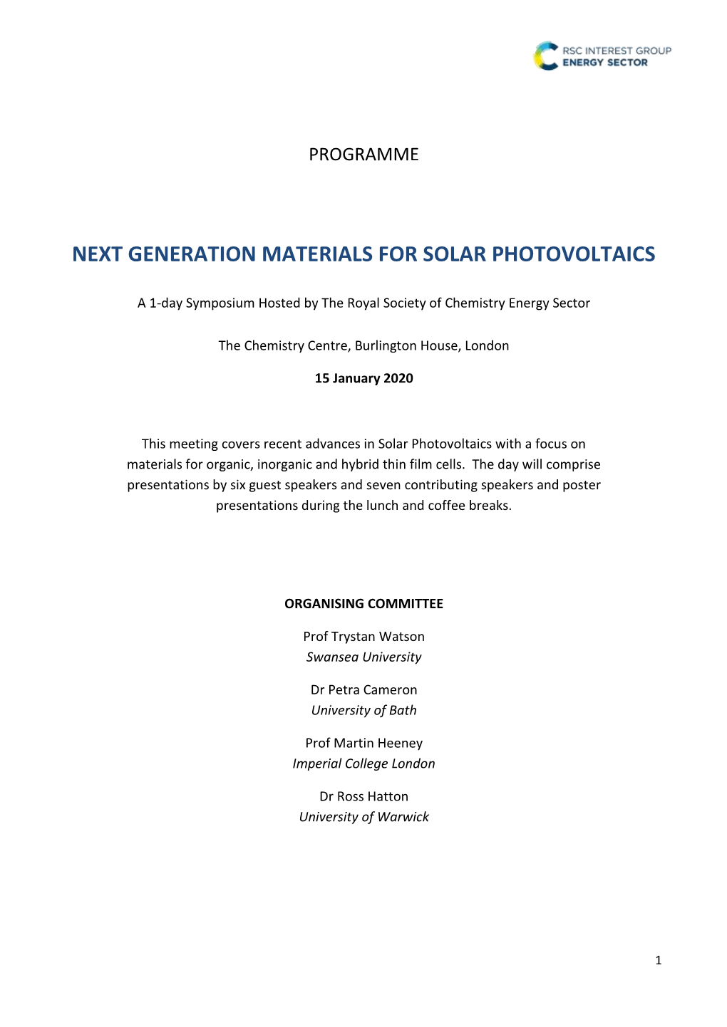 Next Generation Materials for Solar Photovoltaics