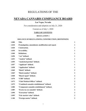 Regulations of the Nevada Cannabis Compliance Board