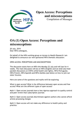Open Access: Perceptions and Misconceptions Compilation of Messages