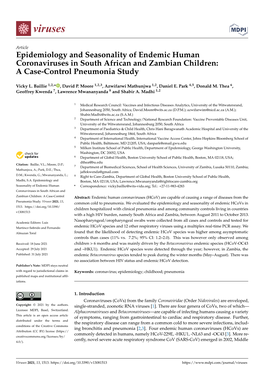 Epidemiology and Seasonality of Endemic Human Coronaviruses in South African and Zambian Children: a Case-Control Pneumonia Study