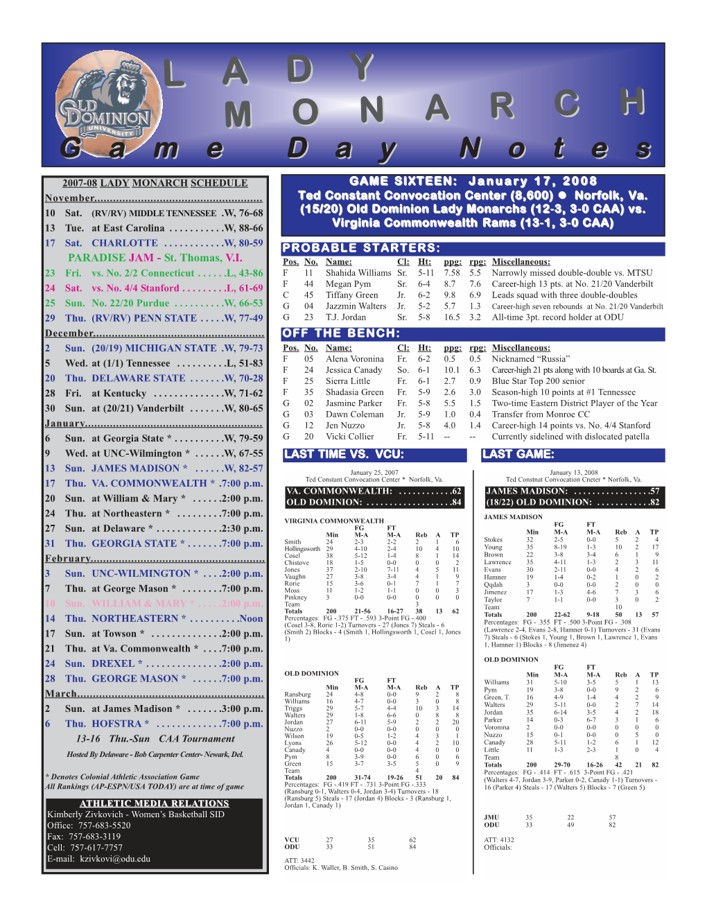 VCU Game Notes.Qxd