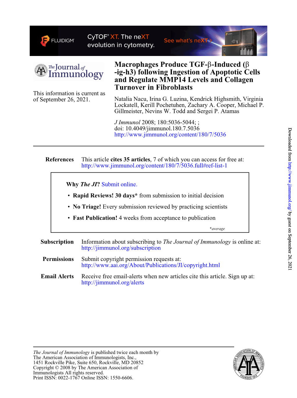 Turnover in Fibroblasts and Regulate MMP14 Levels and Collagen -Ig-H3