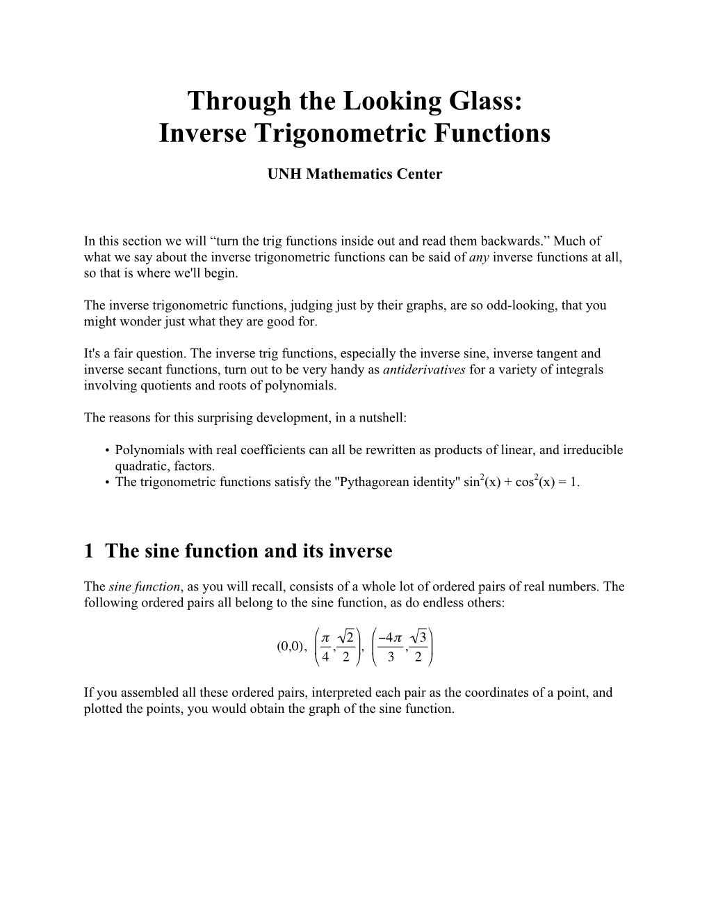 Inverse Trig Functions