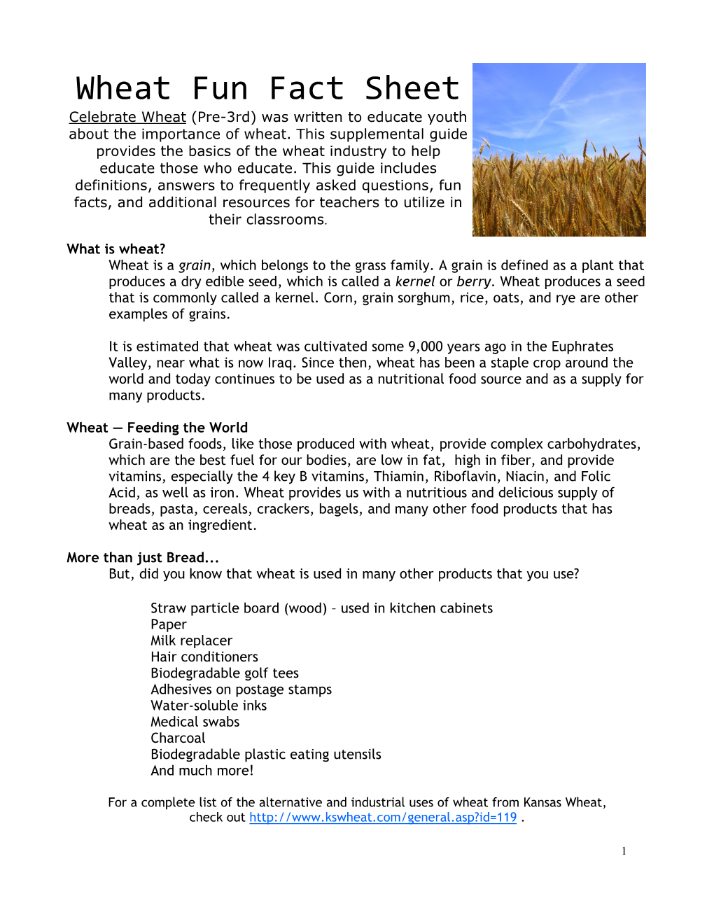 Wheat Fun Fact Guide