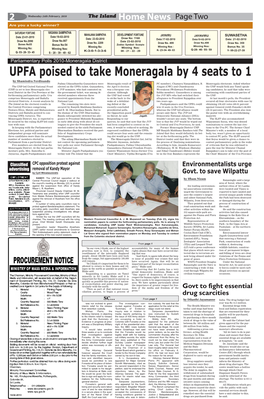 UPFA Poised to Take Moneragala by 4 Seats to 1 by Shamindra Ferdinando Padma Udayashantha Gunasekera Were Moneragala Result of PC Member), Chamara Nanayakkara, R