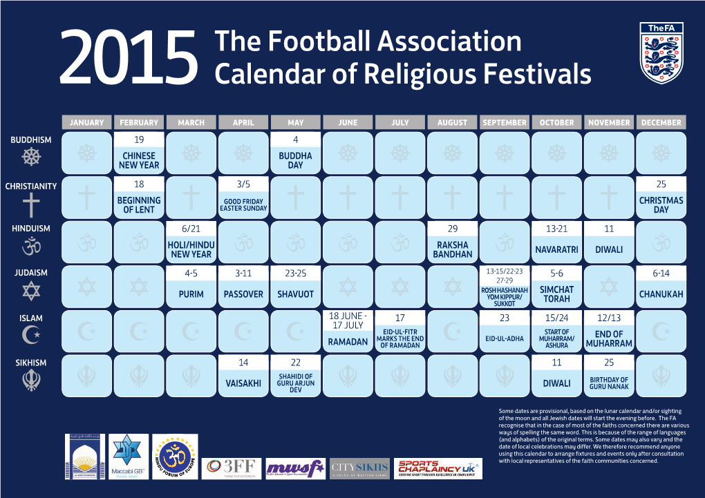 The Football Association Calendar of Religious Festivals