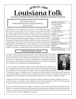 Louisiana Folk OFFICIAL NEWSLETTER of the LOUISIANA FOLKLIFE CENTER
