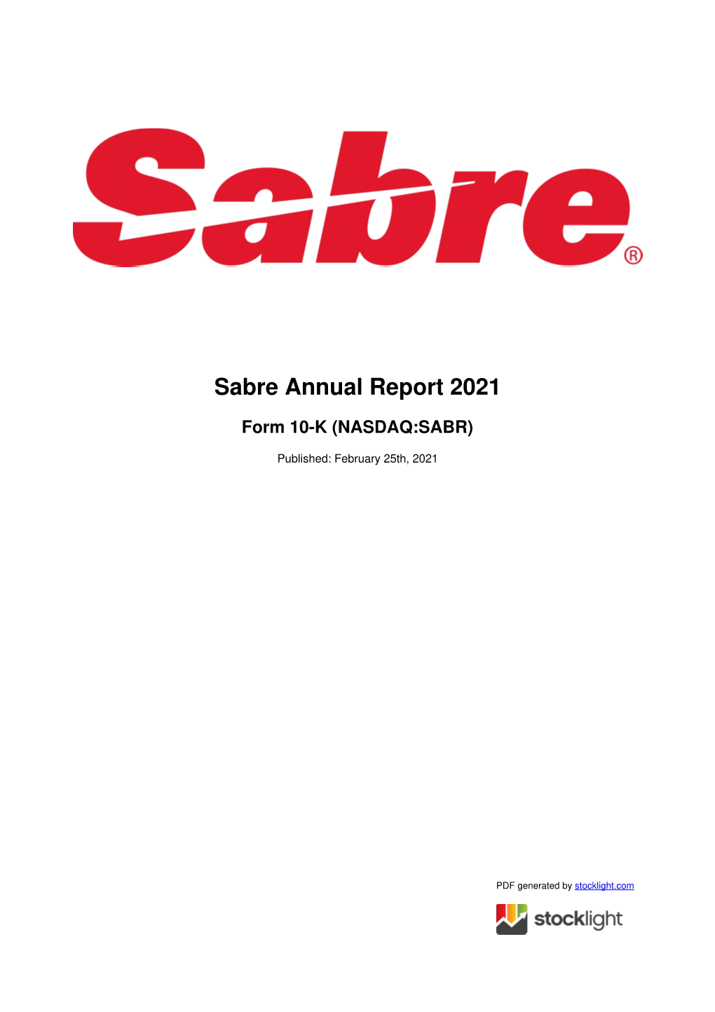 Sabre Annual Report 2021