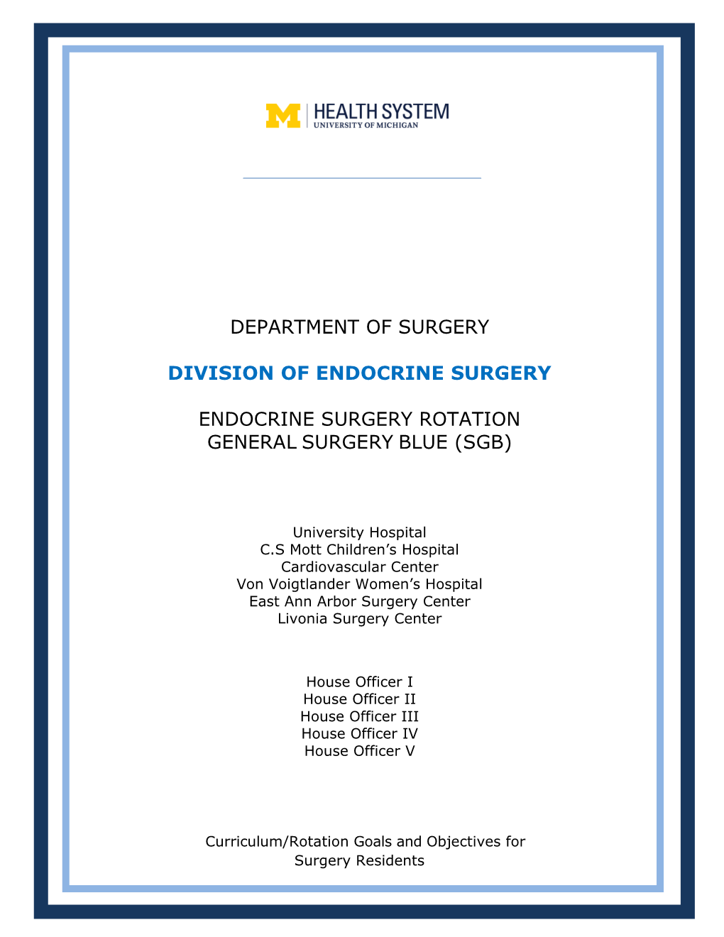 Department of Surgery Division of Endocrine