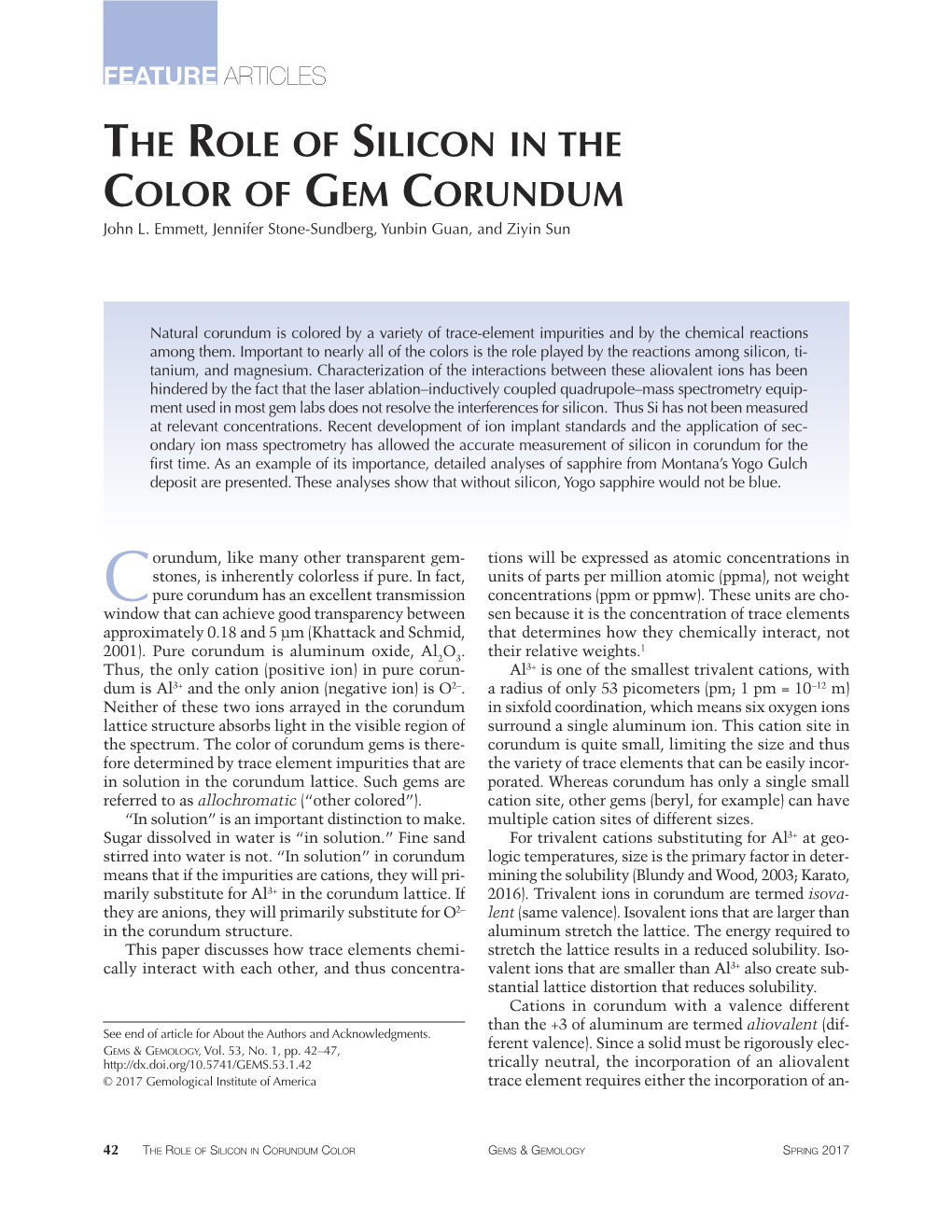 THE ROLE of SILICON in the COLOR of GEM CORUNDUM John L