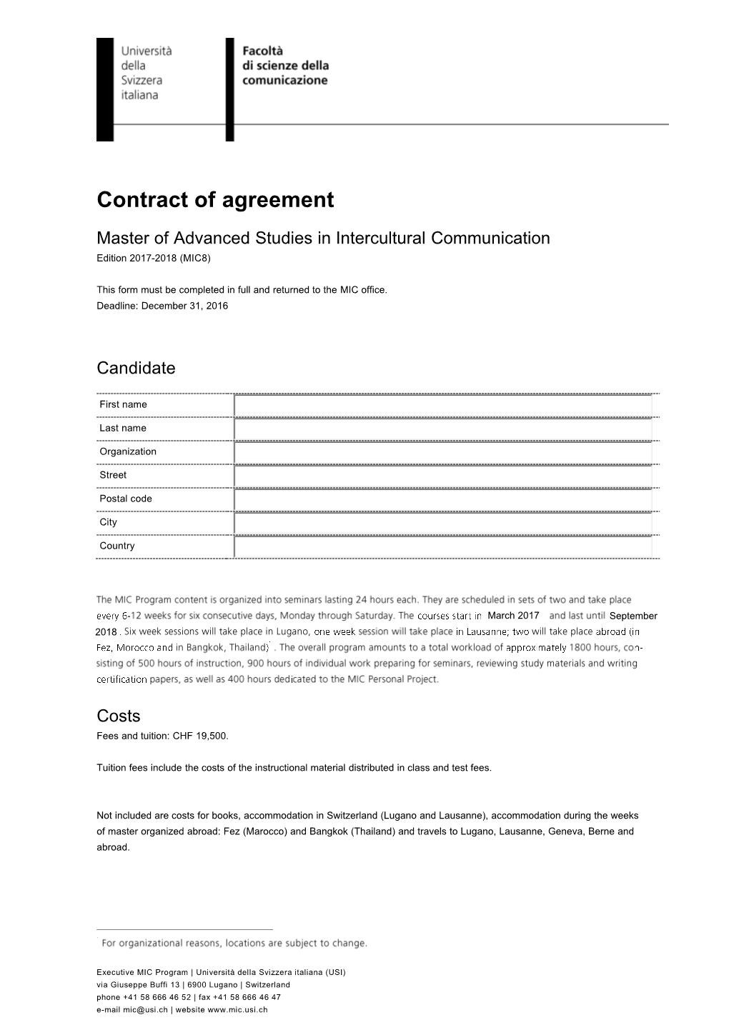 Contract of Agreement