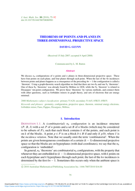 Theorems of Points and Planes in Three-Dimensional Projective Space