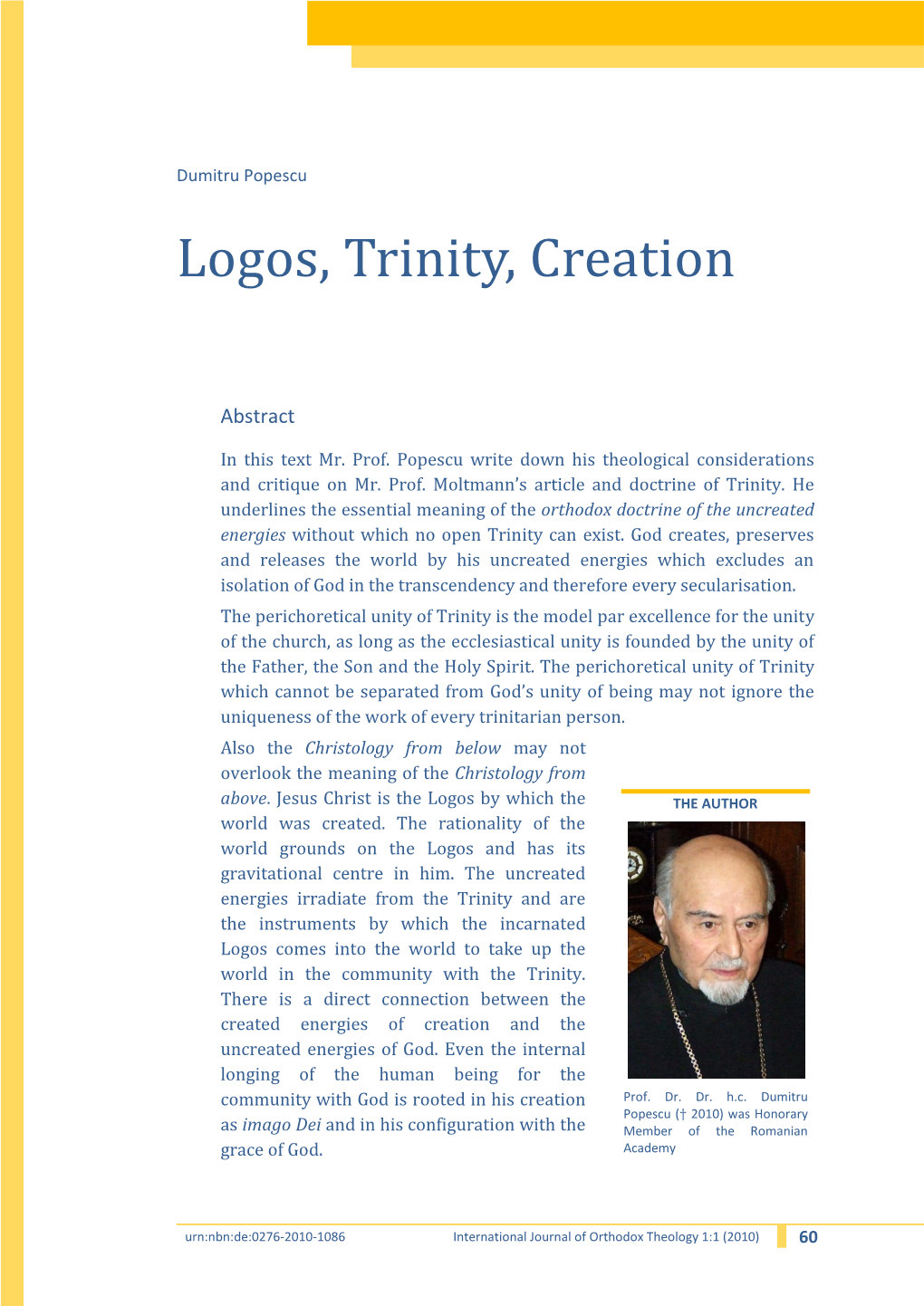 Logos, Trinity, Creation