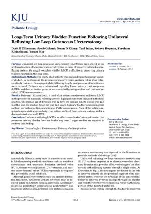 Long-Term Urinary Bladder Function Following Unilateral Refluxing Low Loop Cutaneous Ureterostomy