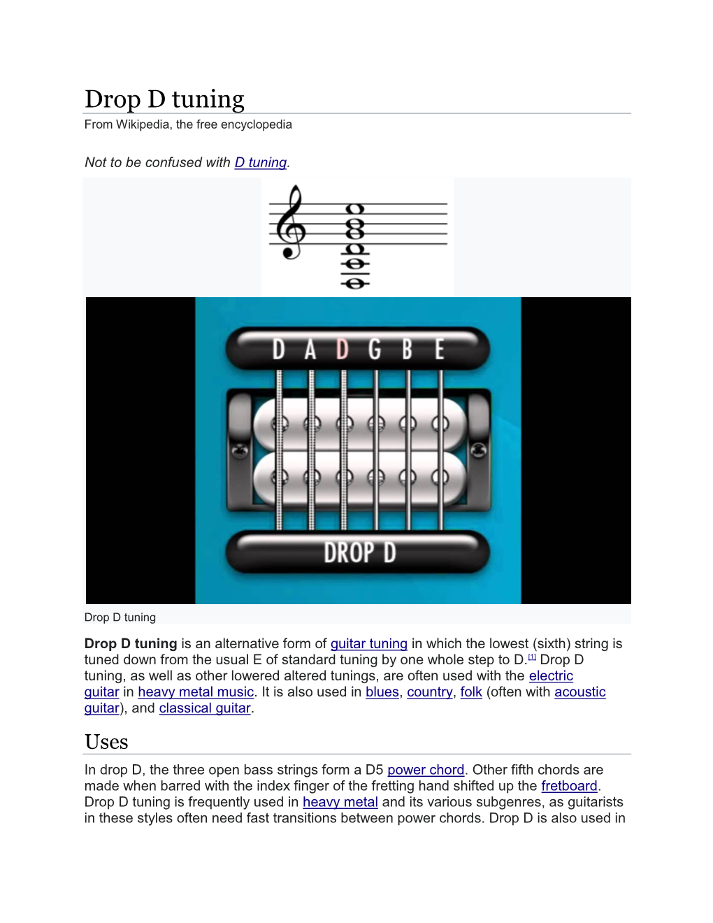 Drop D Tuning from Wikipedia, the Free Encyclopedia