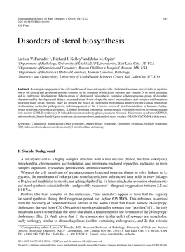 Disorders of Sterol Biosynthesis