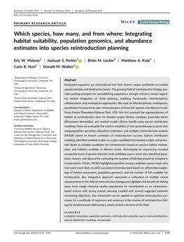 Which Species, How Many, and from Where: Integrating Habitat Suitability, Population Genomics, and Abundance Estimates Into Species Reintroduction Planning