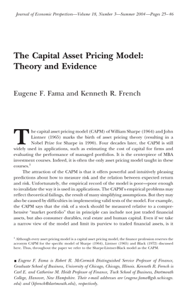 The Capital Asset Pricing Model: Theory and Evidence