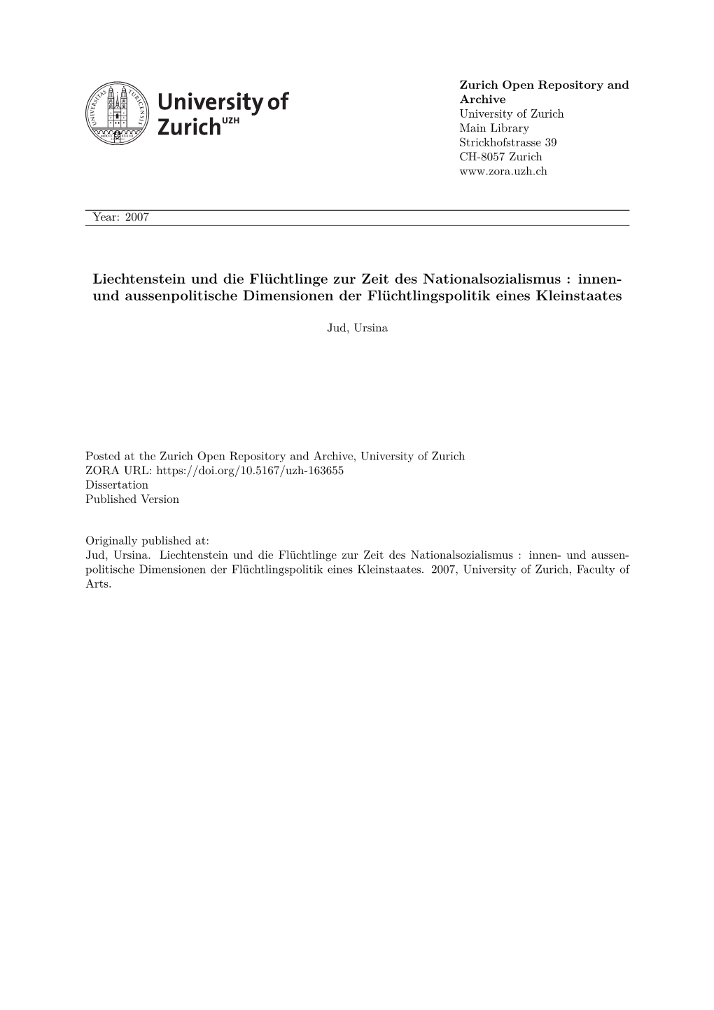 Liechtenstein Und Die Flüchtlinge Zur Zeit Des Nationalsozialismus Innen- Und Aussenpolitische Dimensionen Der Flüchtlingspolitik Eines Kleinstaates