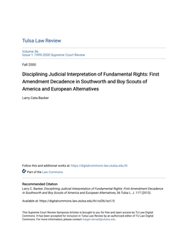 Disciplining Judicial Interpretation of Fundamental Rights: First Amendment Decadence in Southworth and Boy Scouts of America and European Alternatives