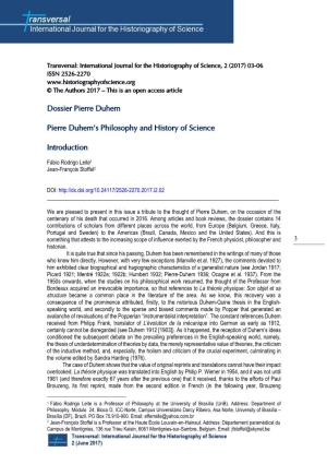Dossier Pierre Duhem Pierre Duhem's Philosophy and History of Science