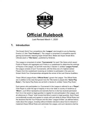 Official Rulebook Last Revised March 1, 2020