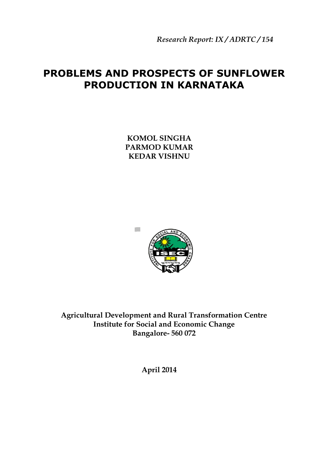 Problems and Prospects of Sunflower Production in Karnataka