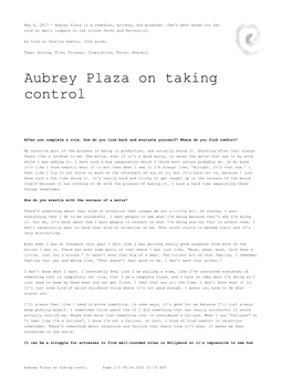 Aubrey Plaza on Taking Control