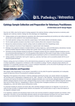 Cytology Sample Collection and Preparation for Veterinary Practitioners Dr Brett Stone and Dr George Reppas