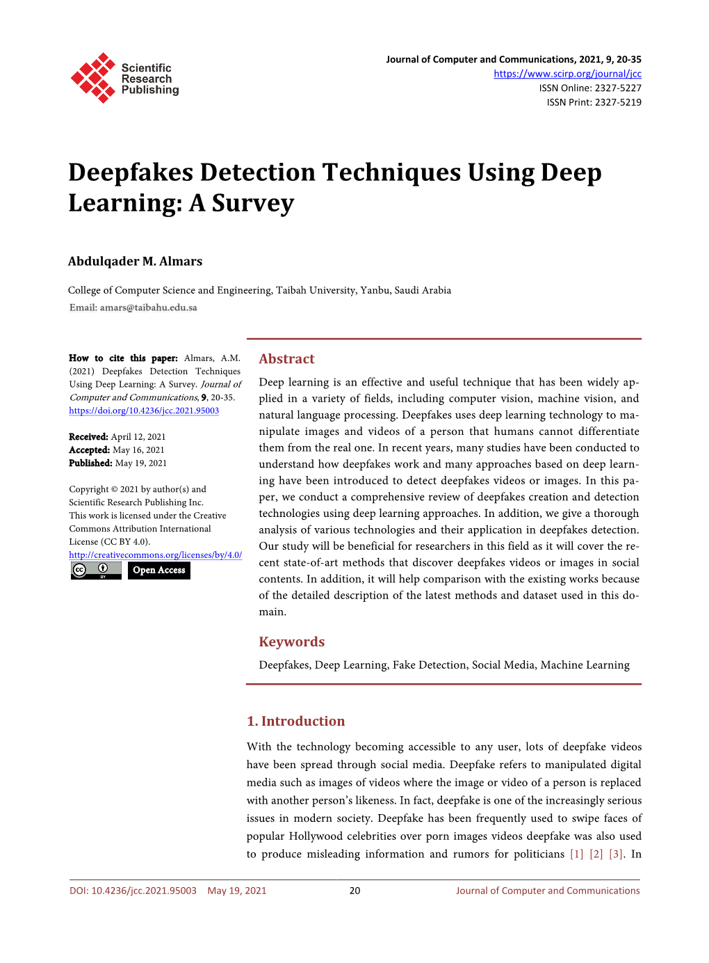 Deepfakes Detection Techniques Using Deep Learning: a Survey
