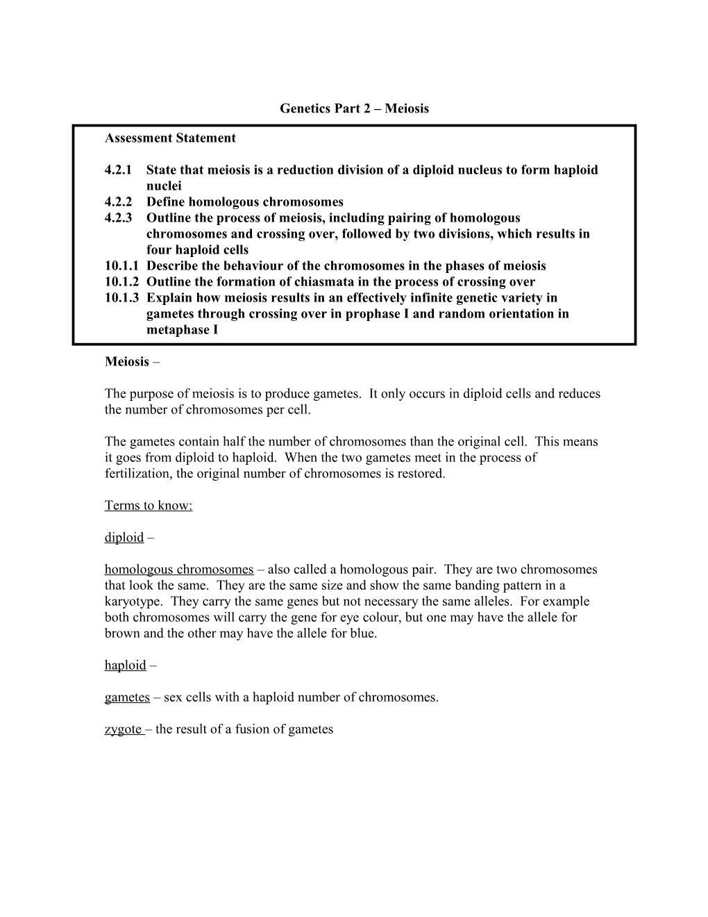 Genetics Part 2 Meiosis