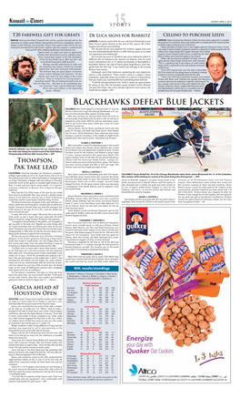 Blackhawks Defeat Blue Jackets