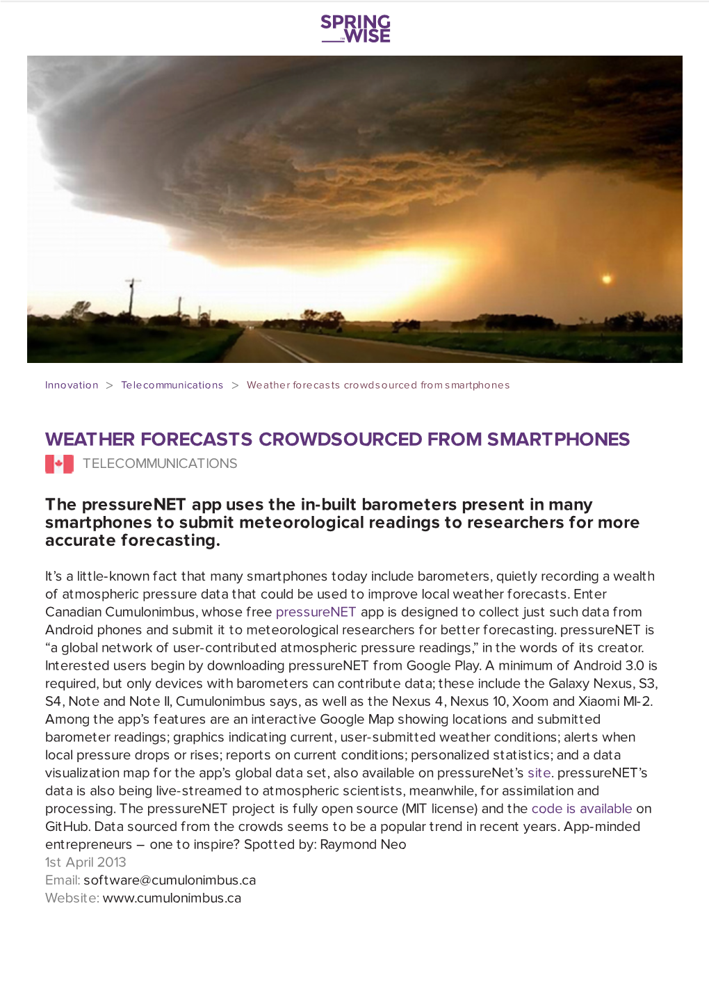 Weather Forecasts Crowdsourced from Smartphones