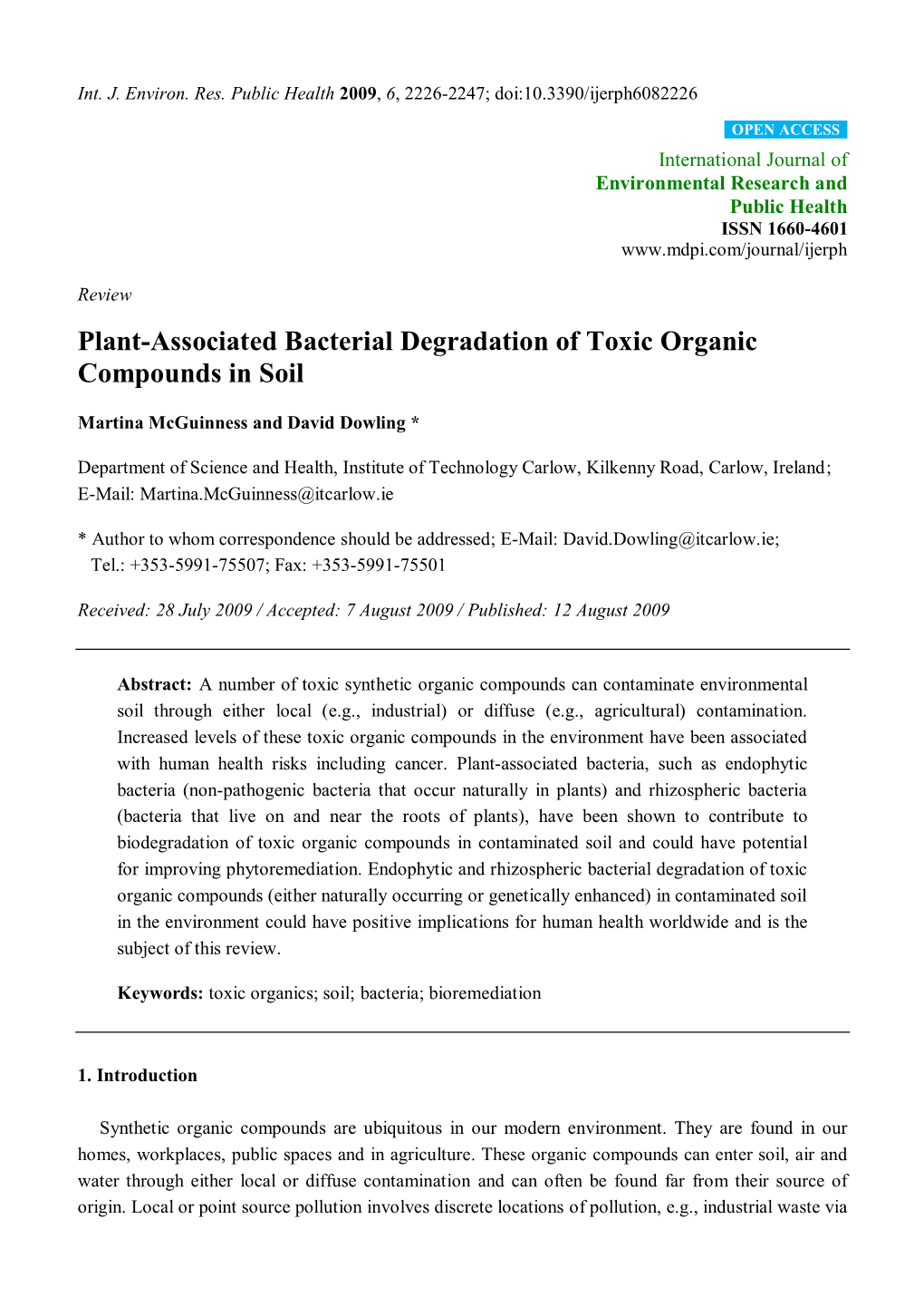 Plant-Associated Bacterial Degradation of Toxic Organic Compounds in Soil