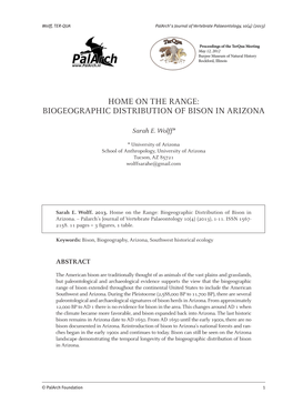 Biogeographic Distribution of Bison in Arizona