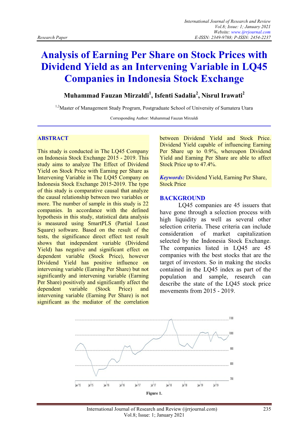 Analysis of Earning Per Share on Stock Prices with Dividend Yield As an Intervening Variable in LQ45 Companies in Indonesia Stock Exchange