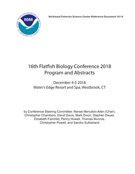 16Th Flatfish Biology Conference 2018 Program and Abstracts