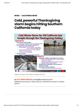 Cold, Powerful Thanksgiving Storm Begins Hitting Southern California Today – San Bernardino Sun
