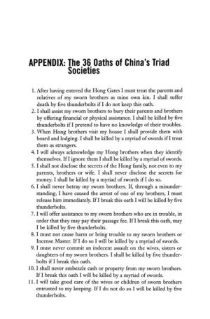 APPENDIX: the 36 Oaths of China's Triad Societies