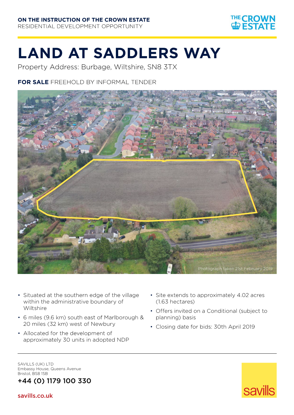 Land at Saddlers Way Property Address: Burbage, Wiltshire, SN8 3TX